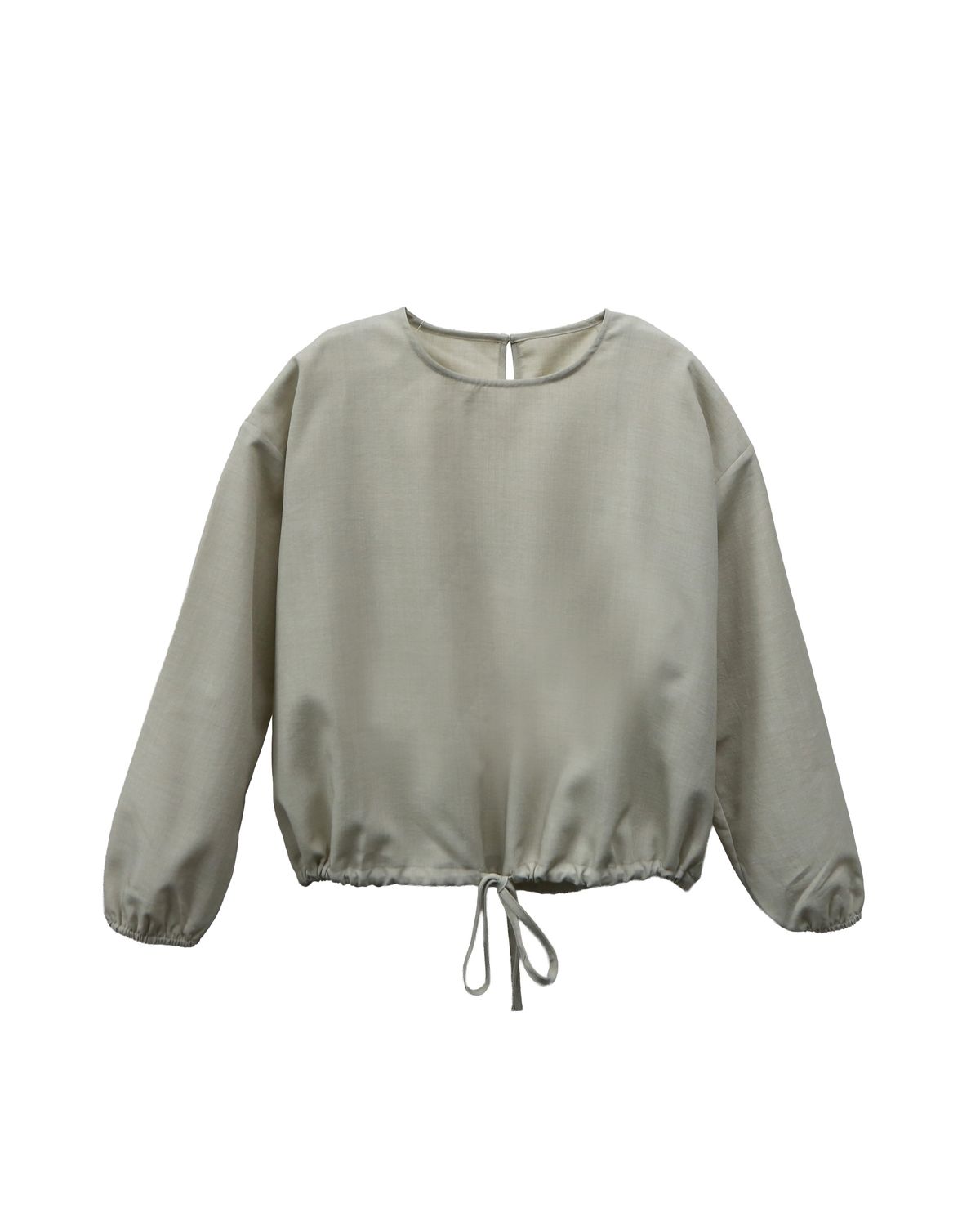 DRAWSTRING HEM CROPPED TOP - PEBBLE