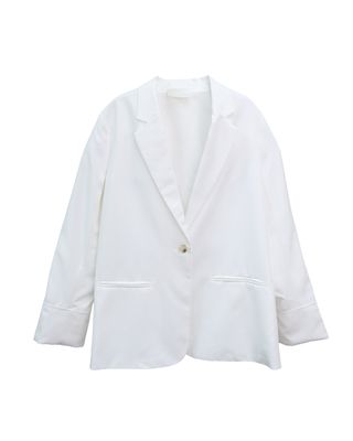 STRIPED CUFF BLAZER - EGGSHELL