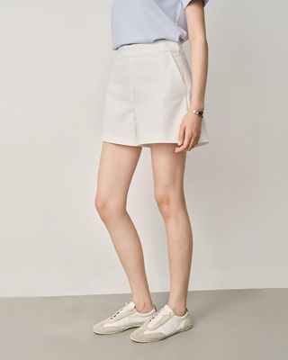 COTTON NYLON SPANDEX SHORTS - EGGSHELL