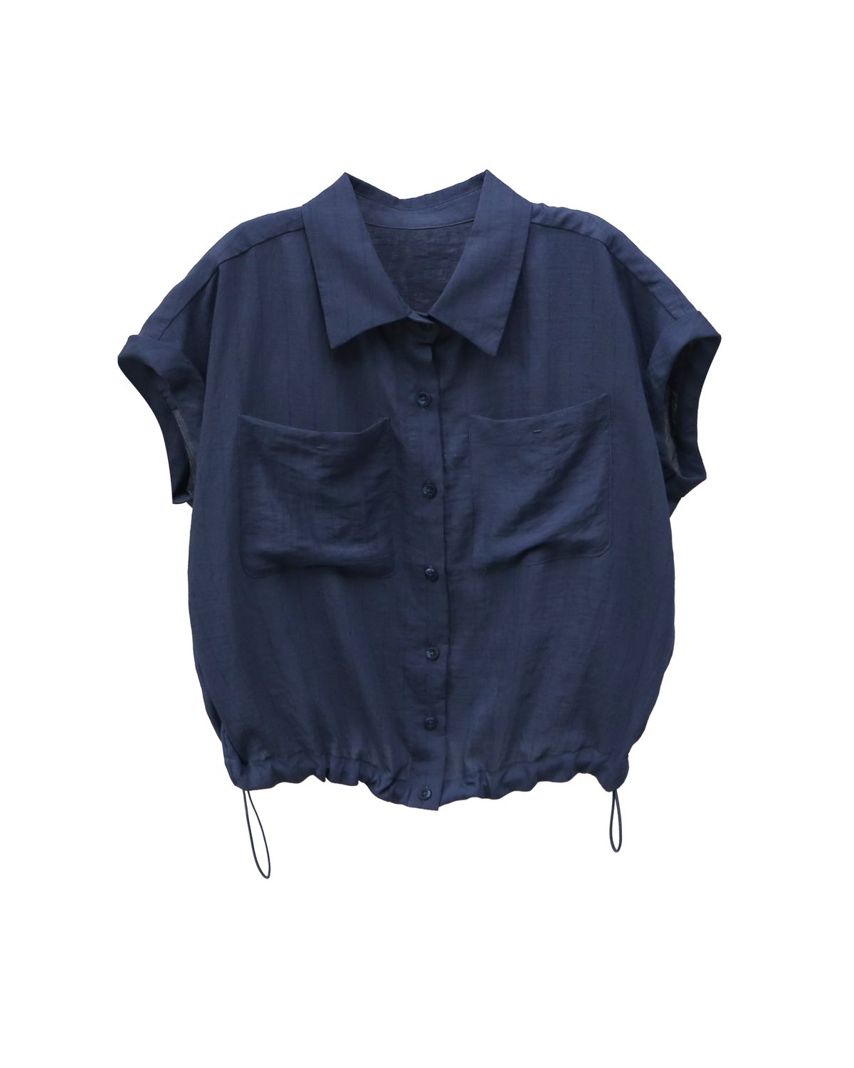 STRIPED DRAWSTRING SHIRT - FRENCH BLUE