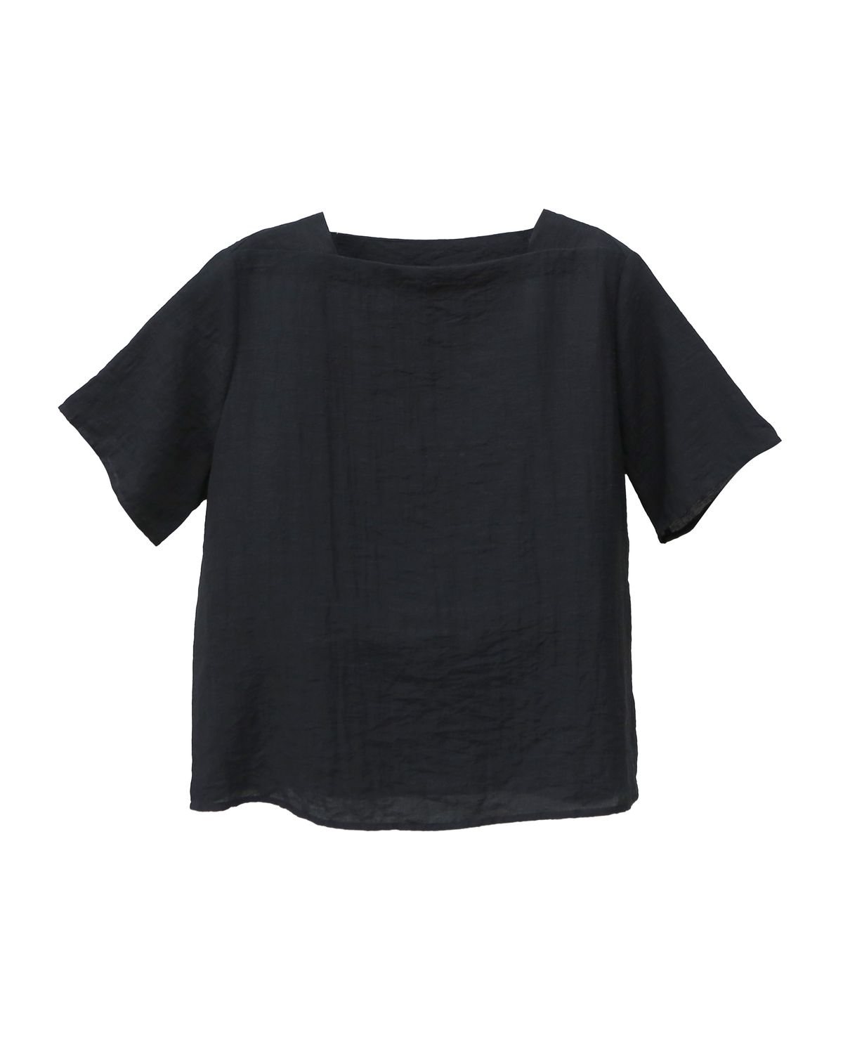 STRIPED SQUARE NECK TOP - BLACK