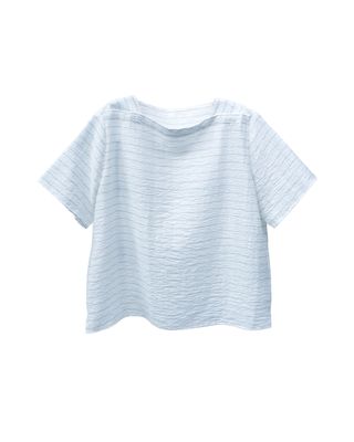 STRIPED SQUARE NECK TOP - AQUA