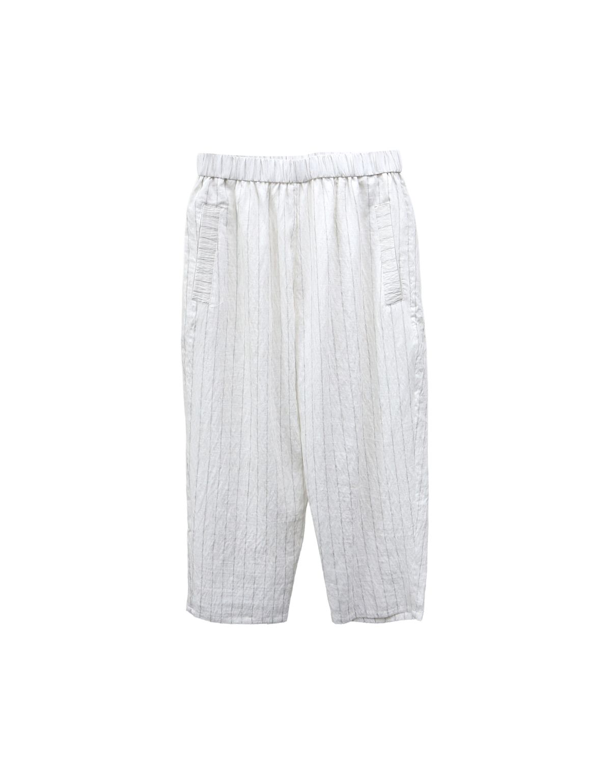 STRIPED CROPPED PANTS - EGGSHELL