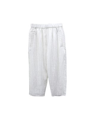 STRIPED CROPPED PANTS - EGGSHELL
