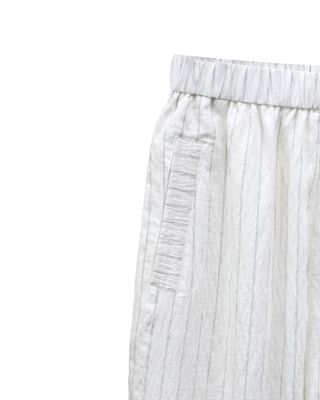 STRIPED CROPPED PANTS - EGGSHELL