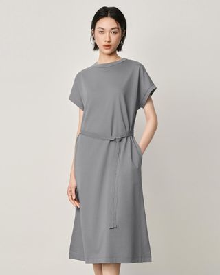 BELT DETAILED T-SHIRT DRESS - REED