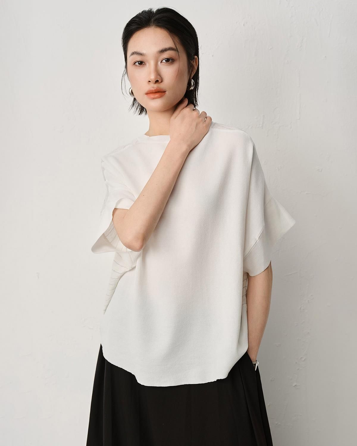 STRIPED LOOSE FIT T-SHIRT - EGGSHELL