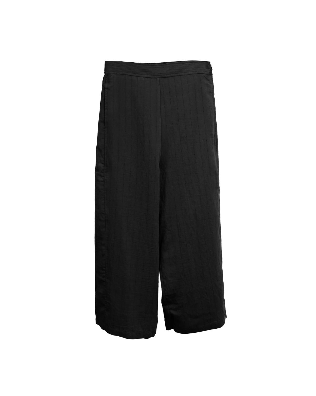 STRIPE CURVED PANTS - BLACK