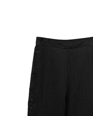 STRIPE CURVED PANTS - BLACK