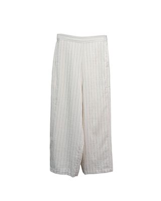 STRIPE CURVED PANTS - OATMEAL
