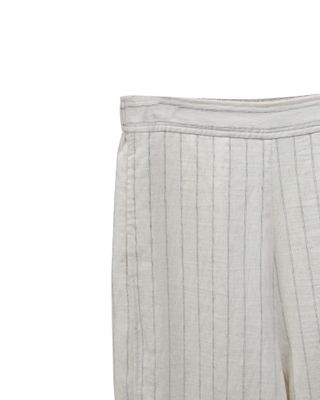 STRIPE CURVED PANTS - OATMEAL