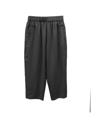 STRIPED CROPPED PANTS - BLACK