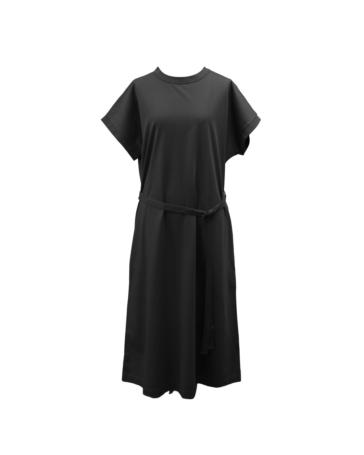 BELT DETAILED T-SHIRT DRESS - BLACK