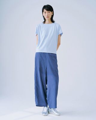 RIBBON DETAILED T-SHIRT - SKY