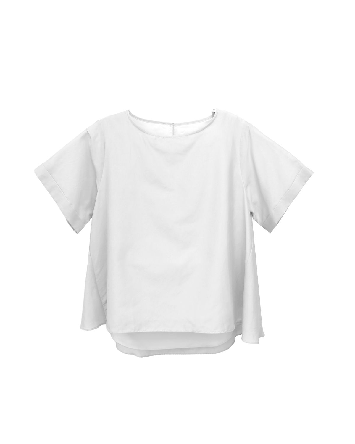 FLARED HEM WOVEN TOP - EGGSHELL