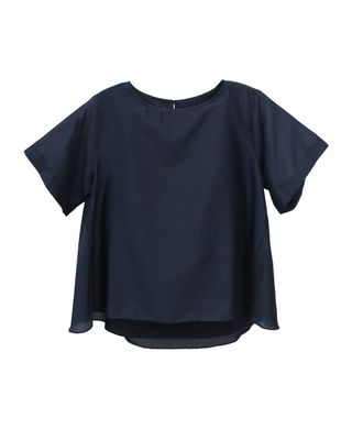 FLARED HEM WOVEN TOP - EBONY