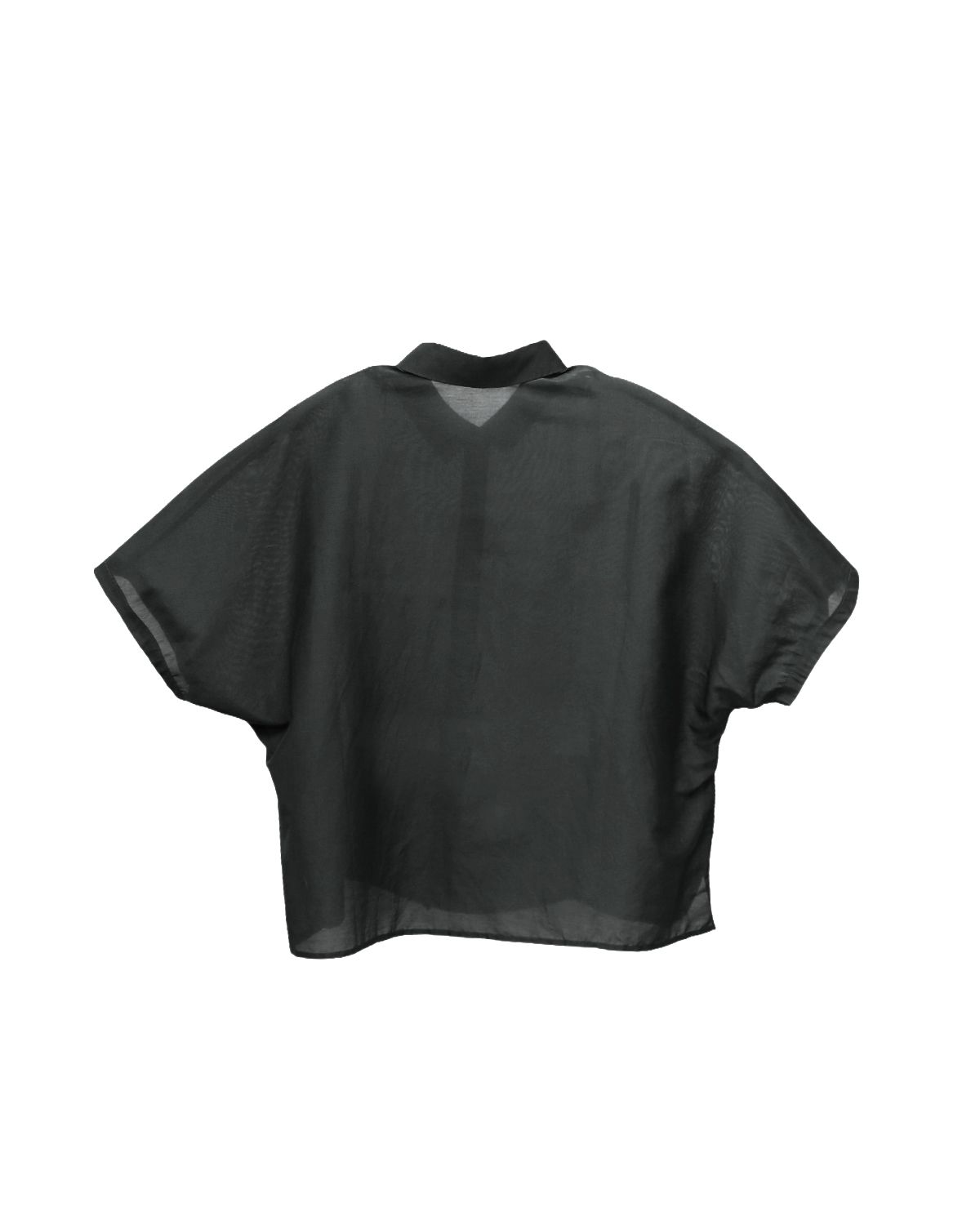SILK-COTTON LAWN BLEND BAT SLEEVES SHIRT - BLACK