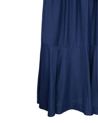 SILK-COTTON LAWN FLARE PANELLED A-LINE MAXI SKIRT - EBONY