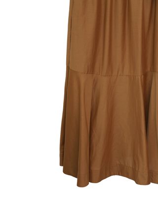 SILK-COTTON LAWN FLARE PANELLED A-LINE MAXI SKIRT - GINGER