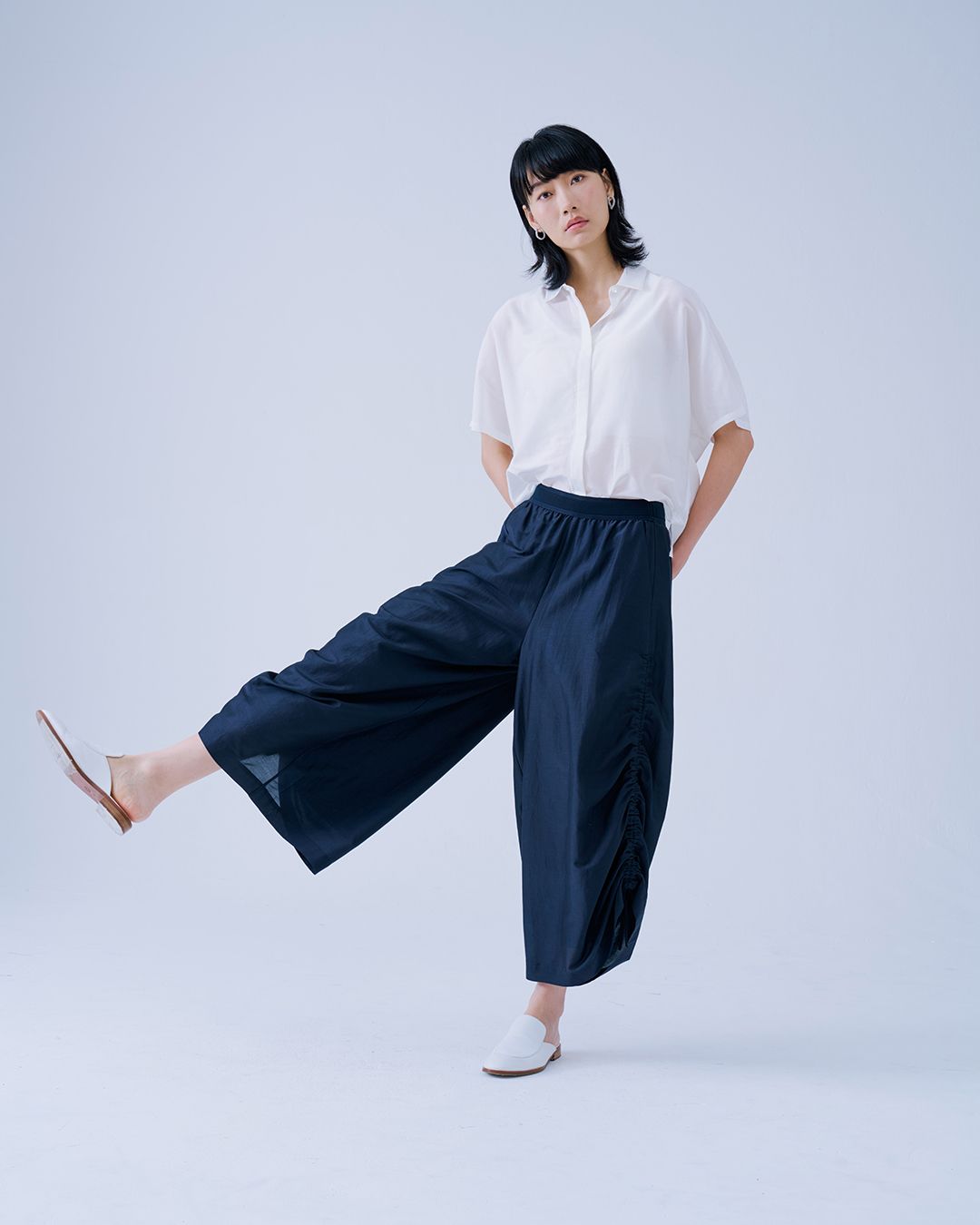DRAWSTRING SIDE CULOTTES - EBONY