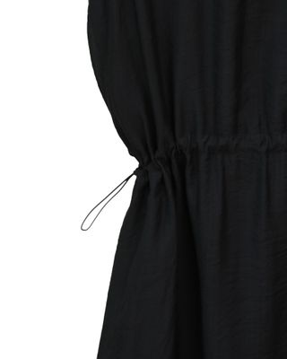 DRAWSTRING MIDI DRESS - BLACK
