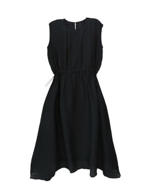 DRAWSTRING MIDI DRESS - BLACK