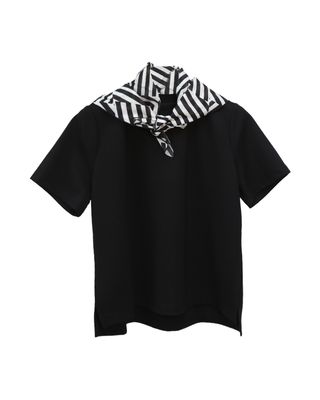 PRINTED SCARF T-SHIRT - BLACK/ (EGGSHELL/ BLACK)