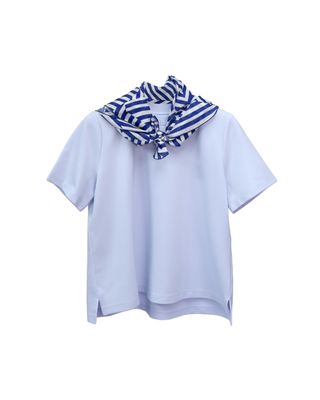 PRINTED SCARF T-SHIRT - SKY/ (FRENCH BLUE/EGGSHELL)