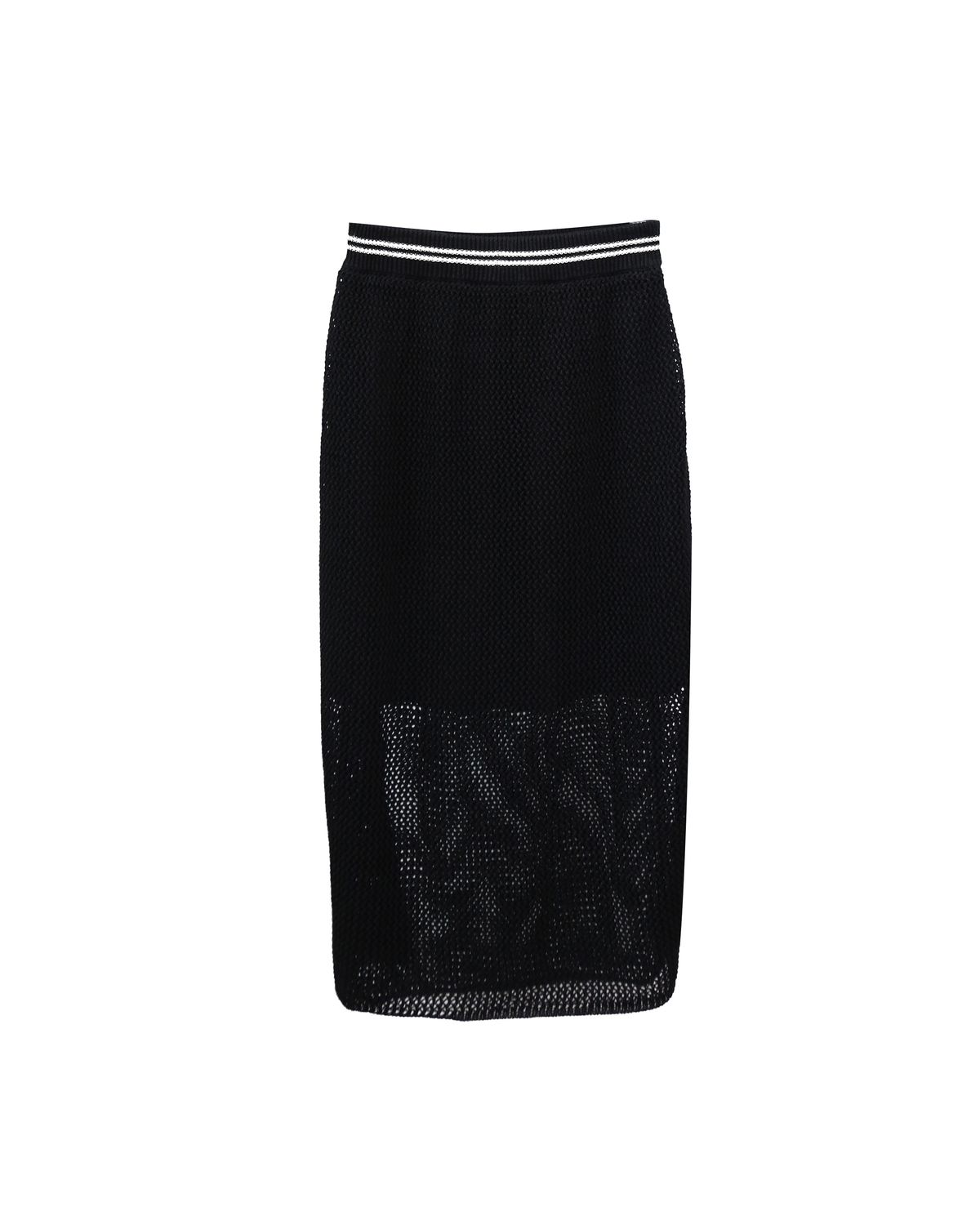 CROCHET OPEN WORK MIDI SKIRT - BLACK/ CREAM