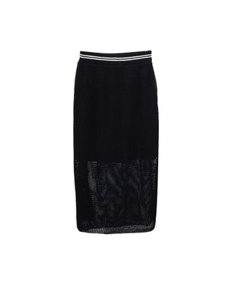 CROCHET OPEN WORK MIDI SKIRT - BLACK/ CREAM
