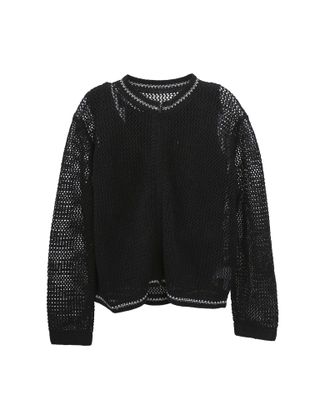 ZIPPED FRONT KNITTED TOP - BLACK/ CREAM