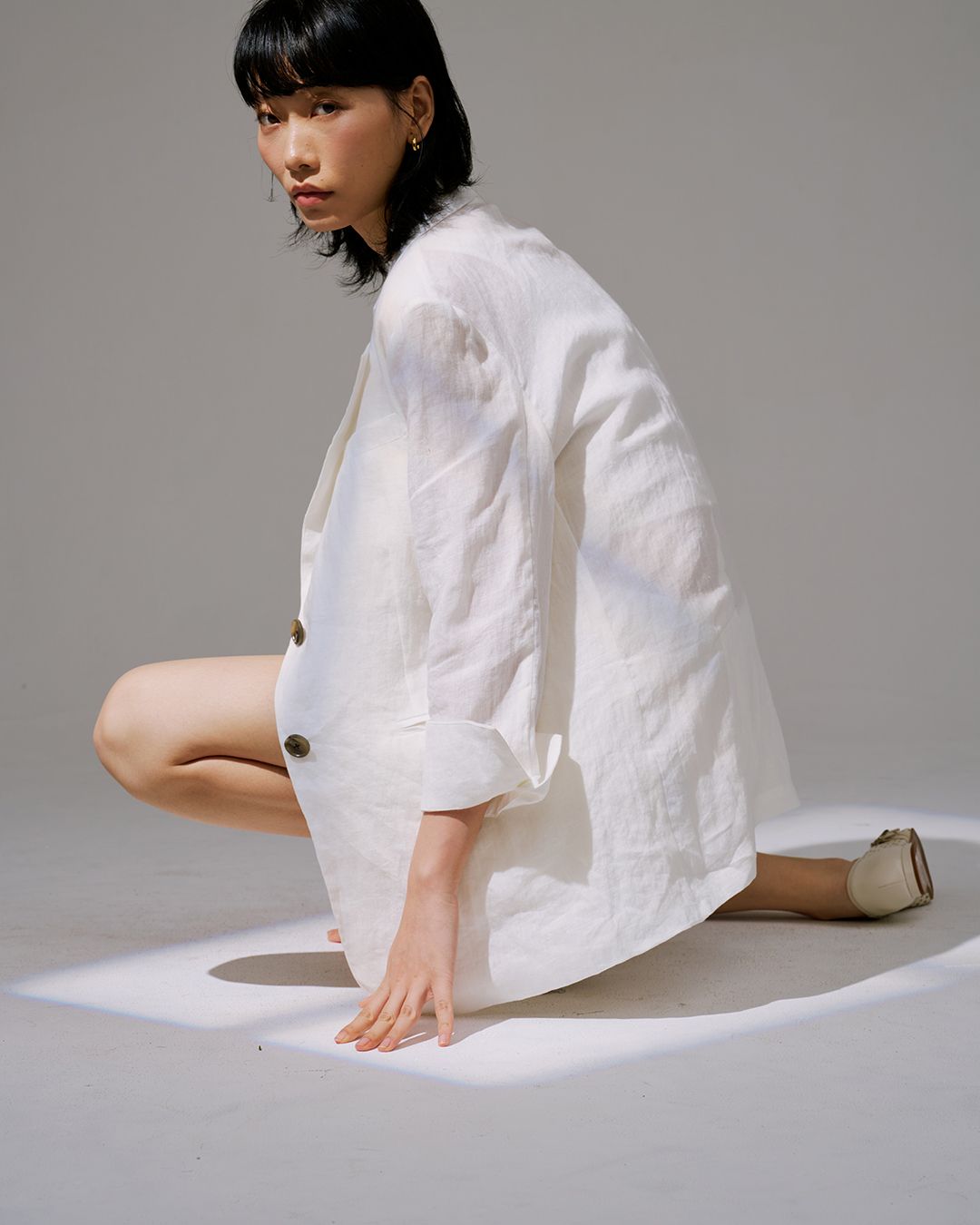 LINEN BLAZER - EGGSHELL