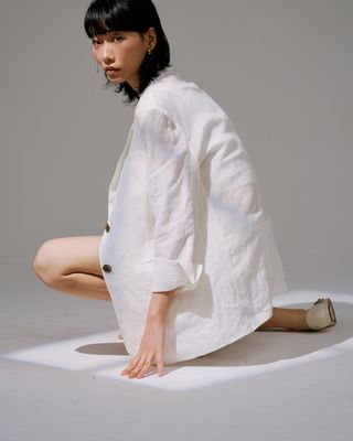 LINEN BLAZER - EGGSHELL