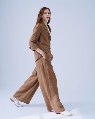 LINEN BLAZER - CHESTNUT