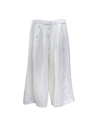 WIDE LEG LINEN PANTS - EGGSHELL