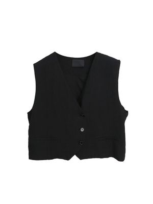 LINEN VEST - BLACK