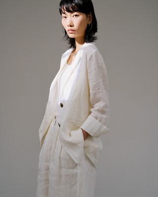LINEN BERMUDA - EGGSHELL