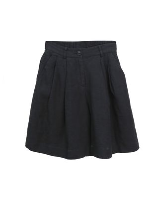 LINEN BERMUDA - BLACK