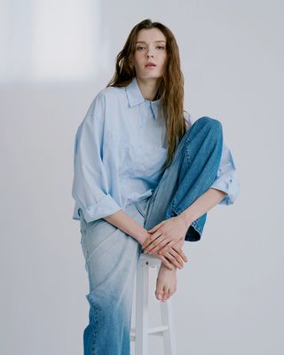 OMBRE WIDE LEG DENIM - SKY
