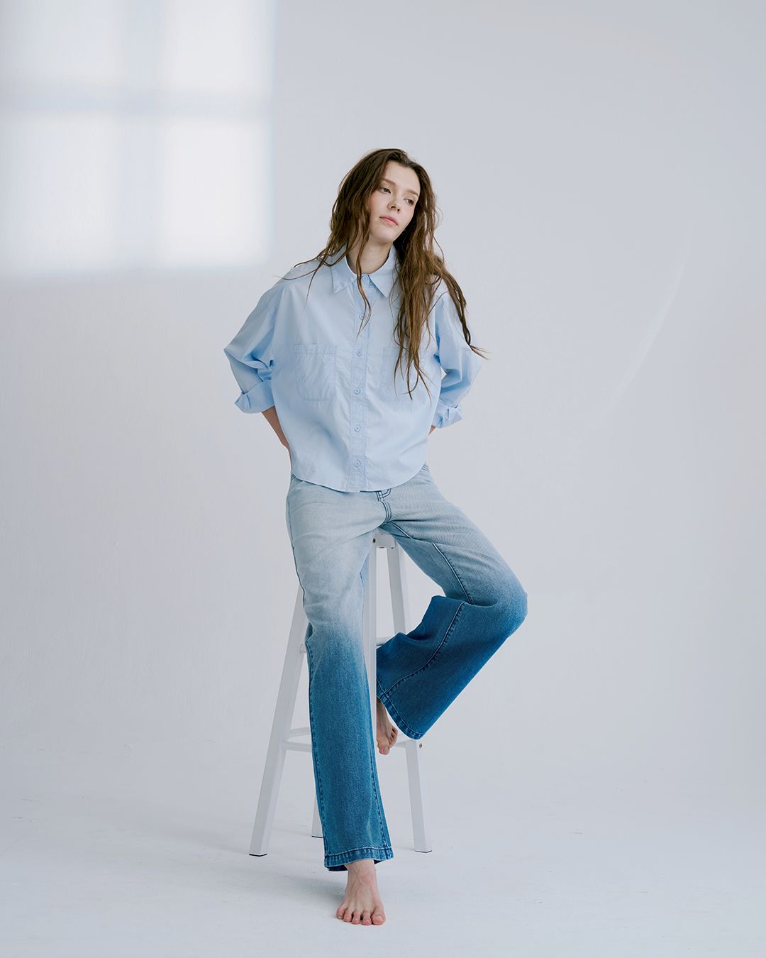 OMBRE WIDE LEG DENIM - SKY