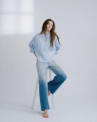 OMBRE WIDE LEG DENIM - SKY