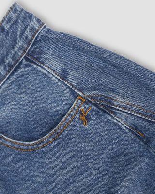 WASHED DENIM BARREL PANTS - DENIM