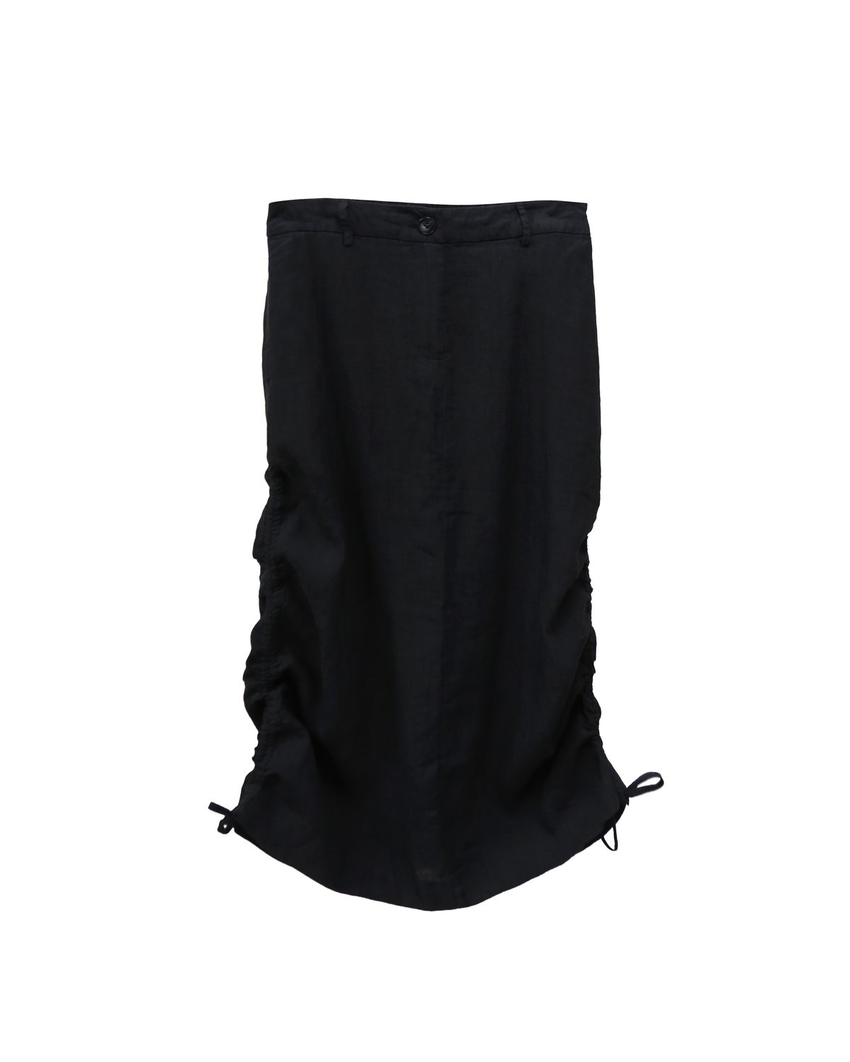 DRAWSTRING LONG SKIRT - BLACK