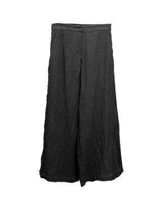 LINEN WIDE LEG PANTS - BLACK