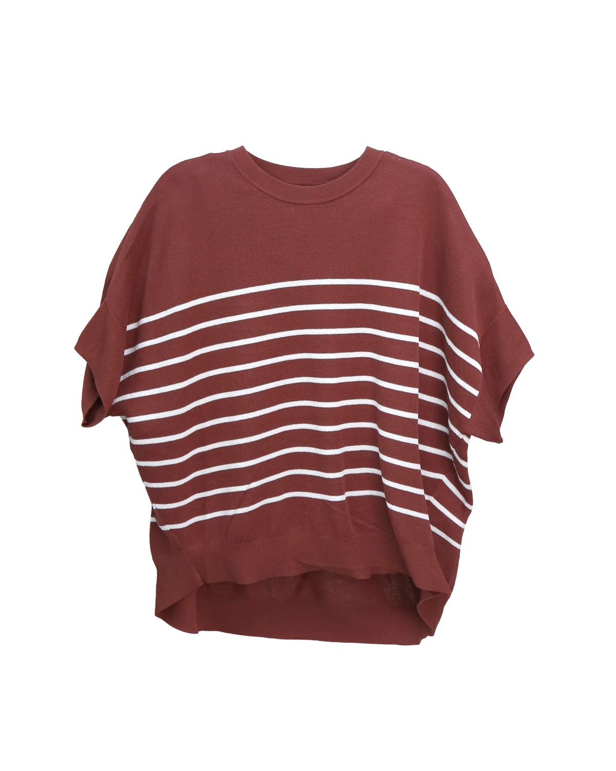 STRIPED BOXY TOP - RED BEAN/EGGSHELL