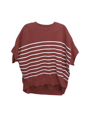 STRIPED BOXY TOP - RED BEAN/EGGSHELL
