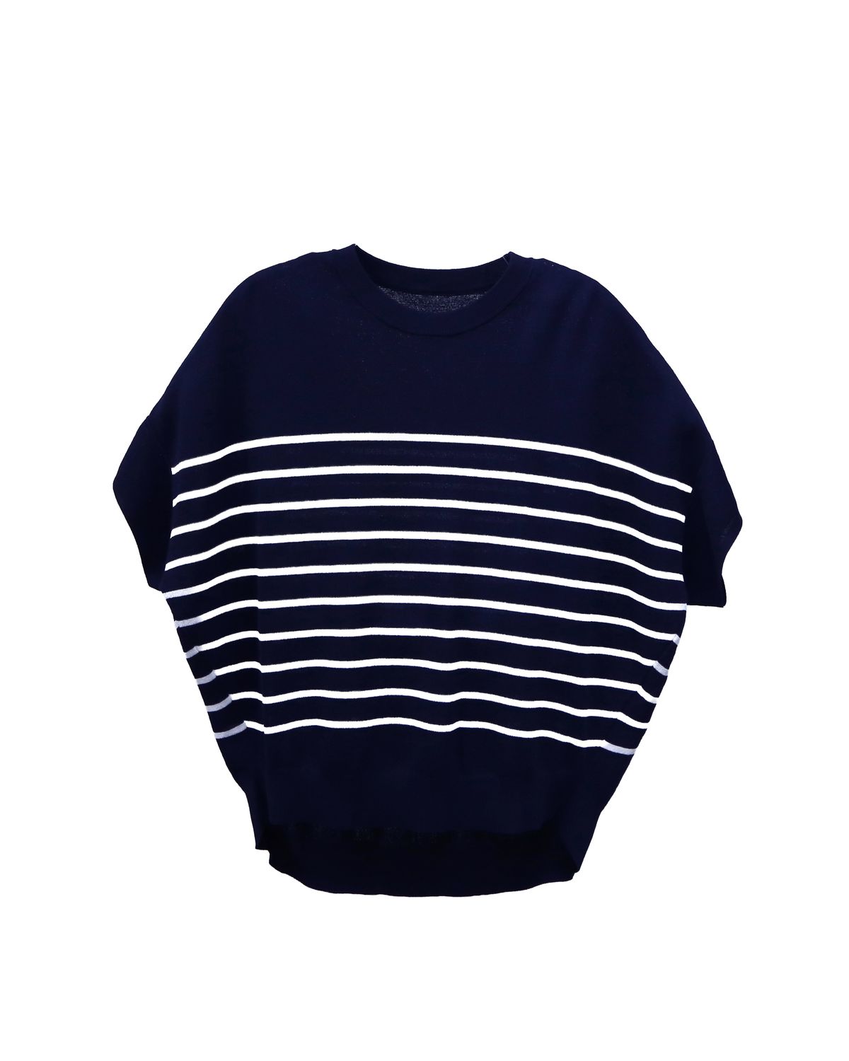 STRIPED BOXY TOP - NAVY/EGGSHELL