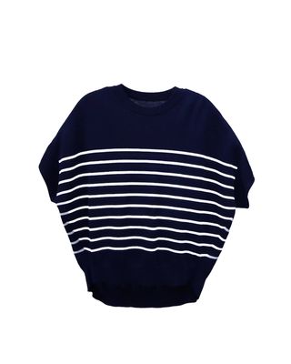 STRIPED BOXY TOP - NAVY/EGGSHELL