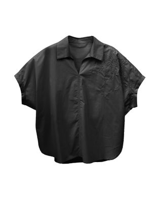 FLORAL EMBROIDERED SHIRT - BLACK/ BLACK