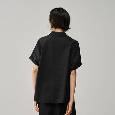 FLORAL EMBROIDERED SHIRT - BLACK/ BLACK